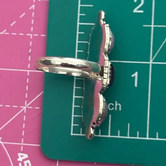 Phosphosiderite & Amethyst Southwestern Sterling Silver Ring - Picture 3 of 6